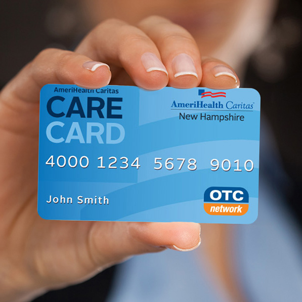 woman holding care card