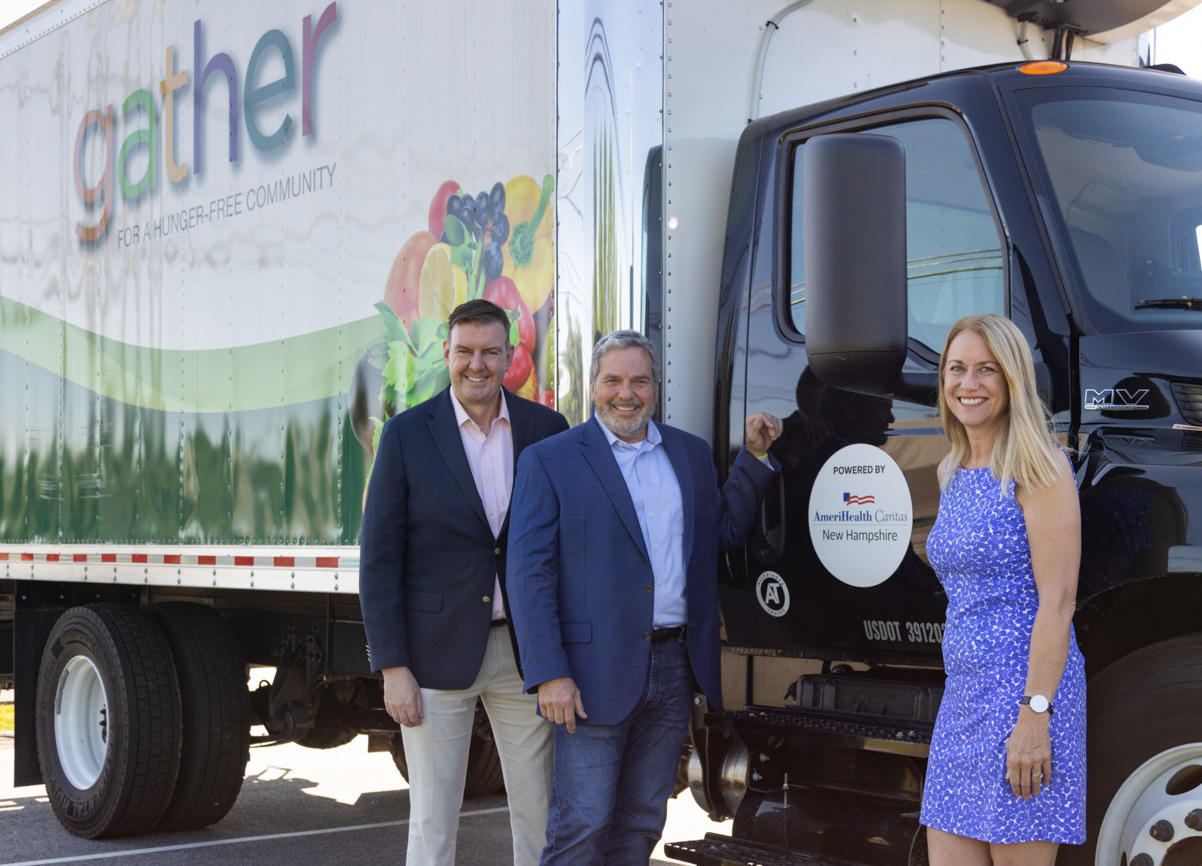 Engagement Kurt Strohmeyer (left) and Market President Bill Keena (center) join Gather Executive Director Anne Hayes (right)